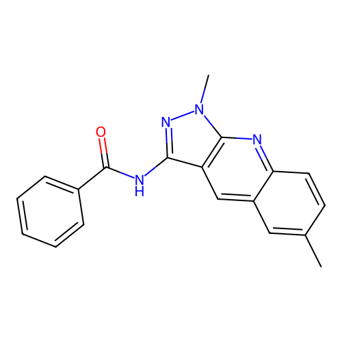 N-[(3Z)-1,6-dimethyl-1,2-dihydro-3H-pyrazolo[3,4-b]quinolin-3-ylidene]benzamide structure