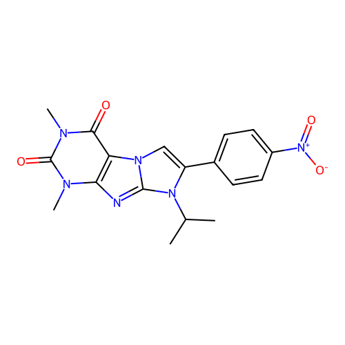 2,4-dimethyl-7-(4-nitrophenyl)-6-propan-2-ylpurino[7,8-a]imidazole-1,3-dione structure