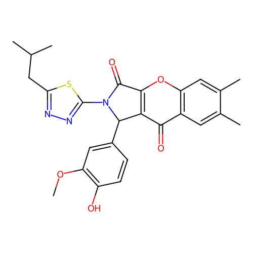 1-(4-hydroxy-3-methoxyphenyl)-2-(5-isobutyl-1,3,4-thiadiazol-2-yl)-6,7-dimethyl-1,2-dihydrochromeno[2,3-c]pyrrole-3,9-dione structure