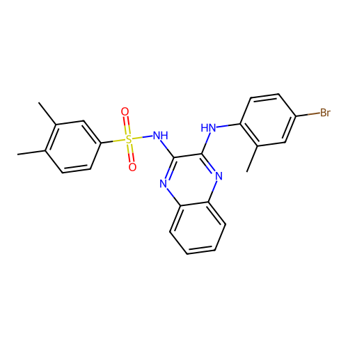 N-(3-((4-bromo-2-methylphenyl)amino)quinoxalin-2-yl)-3,4-dimethylbenzenesulfonamide structure