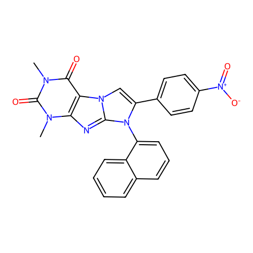 1,3-dimethyl-8-(naphthalen-1-yl)-7-(4-nitrophenyl)-1H-imidazo[2,1-f]purine-2,4(3H,8H)-dione structure