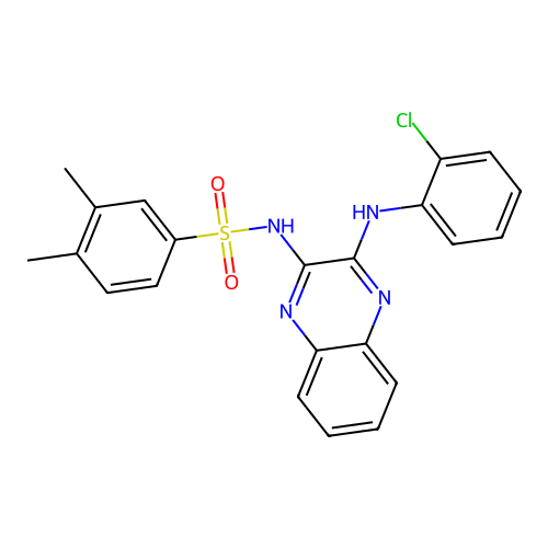 N-(3-((2-chlorophenyl)amino)quinoxalin-2-yl)-3,4-dimethylbenzenesulfonamide structure