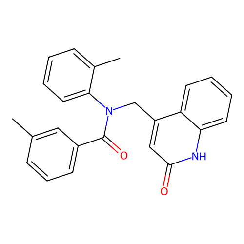3-methyl-N-(2-methylphenyl)-N-[(2-oxo-1,2-dihydroquinolin-4-yl)methyl]benzamide structure