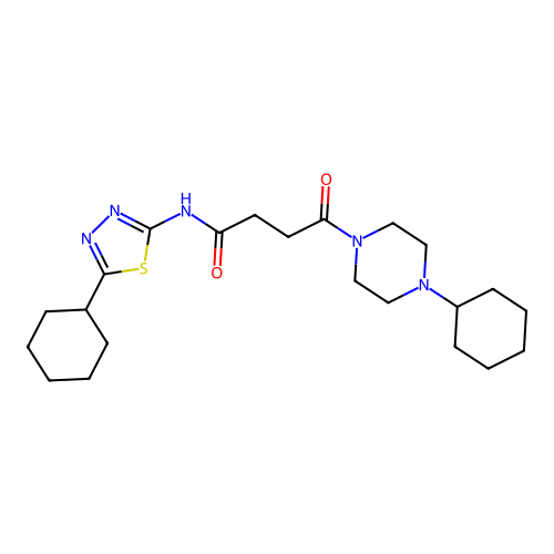 4-(4-cyclohexylpiperazin-1-yl)-N-(5-cyclohexyl-1,3,4-thiadiazol-2-yl)-4-oxo-butanamide structure