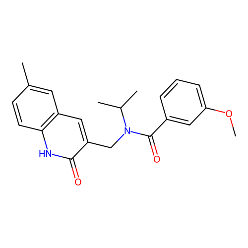 3-methoxy-N-[(6-methyl-2-oxo-1H-quinolin-3-yl)methyl]-N-propan-2-ylbenzamide structure