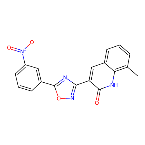 8-Methyl-3-(5-(3-nitrophenyl)-1,2,4-oxadiazol-3-yl)quinolin-2-ol structure