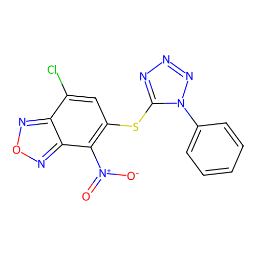 7-chloro-4-nitro-5-[(1-phenyl-1H-tetrazol-5-yl)sulfanyl]-2,1,3-benzoxadiazole structure