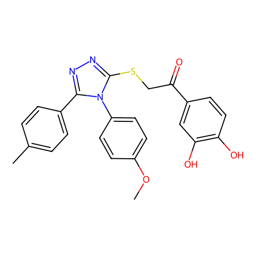1-(3,4-dihydroxyphenyl)-2-((4-(4-methoxyphenyl)-5-(p-tolyl)-4H-1,2,4-triazol-3-yl)thio)ethanone structure