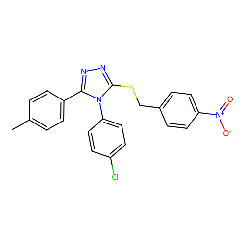 4-(4-chlorophenyl)-3-(4-methylphenyl)-5-[(4-nitrophenyl)methylsulfanyl]-1,2,4-triazole structure