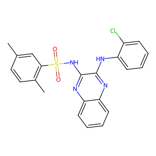 N-(3-((2-chlorophenyl)amino)quinoxalin-2-yl)-2,5-dimethylbenzenesulfonamide structure