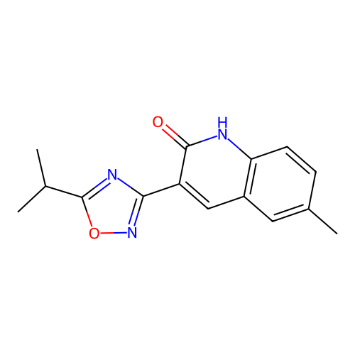 3-(5-Isopropyl-1,2,4-oxadiazol-3-YL)-6-methylquinolin-2-OL structure