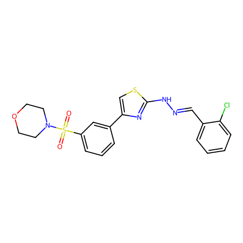 (E)-4-((3-(2-(2-(2-chlorobenzylidene)hydrazinyl)thiazol-4-yl)phenyl)sulfonyl)morpholine structure