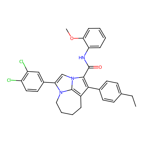 4-(3,4-dichlorophenyl)-1-(4-ethylphenyl)-N-(2-methoxyphenyl)-5,6,7,8-tetrahydro-2a,4a-diazacyclopenta[cd]azulene-2-carboxamide structure