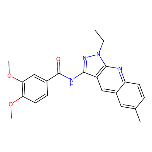 N-(1-ethyl-6-methylpyrazolo[3,4-b]quinolin-3-yl)-3,4-dimethoxybenzamide structure