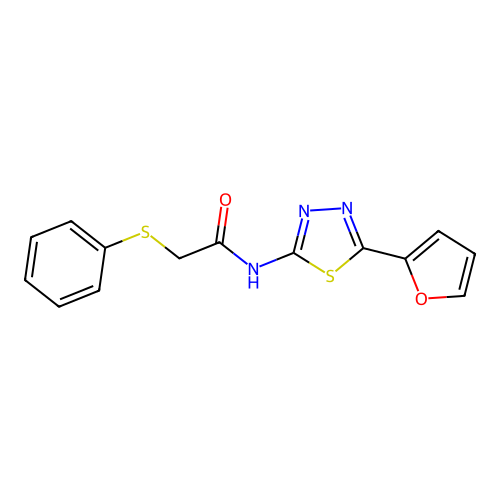 N-(5-(furan-2-yl)-1,3,4-thiadiazol-2-yl)-2-(phenylthio)acetamide structure