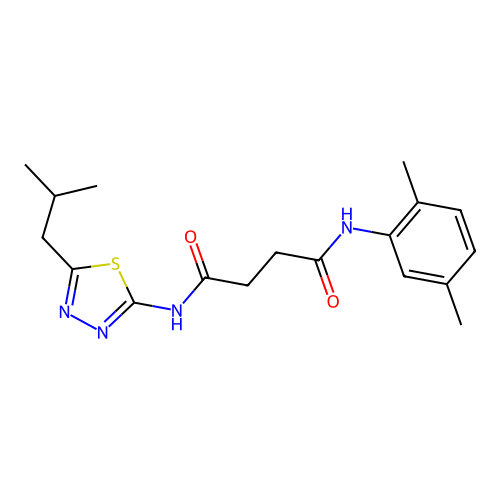 N1-(2,5-dimethylphenyl)-N4-(5-isobutyl-1,3,4-thiadiazol-2-yl)succinamide structure