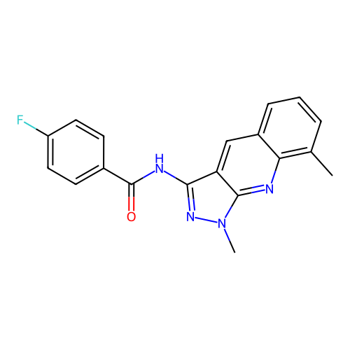 N-(1,8-dimethylpyrazolo[3,4-b]quinolin-3-yl)-4-fluorobenzamide structure
