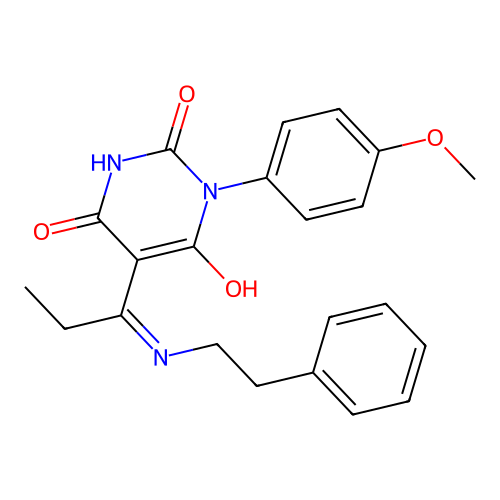 1-(4-methoxyphenyl)-5-[1-(phenethylamino)propylidene]-1,3-diazinane-2,4,6-trione structure