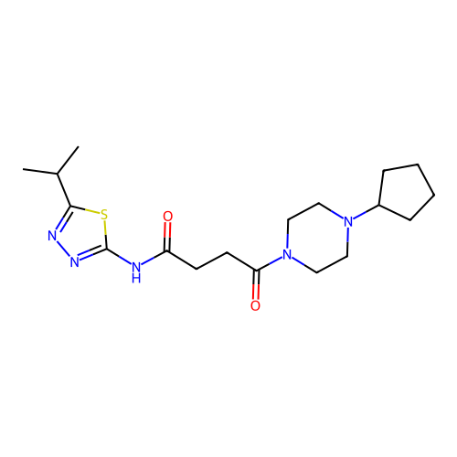 4-(4-cyclopentylpiperazin-1-yl)-4-oxo-N-(5-propan-2-yl-1,3,4-thiadiazol-2-yl)butanamide structure