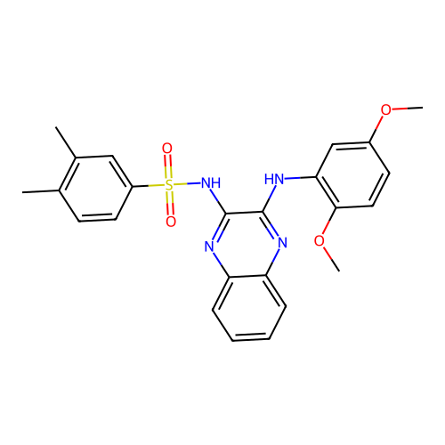 N-(3-((2,5-dimethoxyphenyl)amino)quinoxalin-2-yl)-3,4-dimethylbenzenesulfonamide structure
