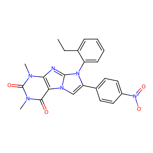 8-(2-ethylphenyl)-1,3-dimethyl-7-(4-nitrophenyl)-1H-imidazo[2,1-f]purine-2,4(3H,8H)-dione structure