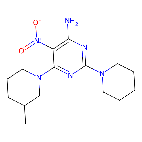 6-(3-Methylpiperidin-1-yl)-5-nitro-2-(piperidin-1-yl)pyrimidin-4-amine structure
