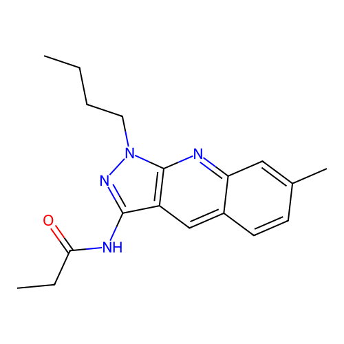 N-(1-butyl-7-methylpyrazolo[3,4-b]quinolin-3-yl)propanamide structure