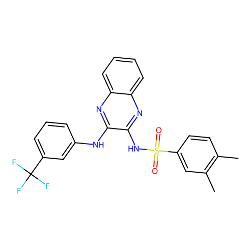 3,4-dimethyl-N-(3-{[3-(trifluoromethyl)phenyl]amino}quinoxalin-2-yl)benzenesulfonamide structure