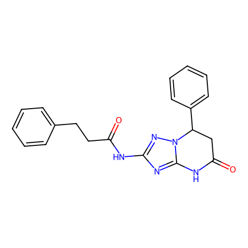 N-(5-oxo-7-phenyl-3,5,6,7-tetrahydro[1,2,4]triazolo[1,5-a]pyrimidin-2-yl)-3-phenylpropanamide structure