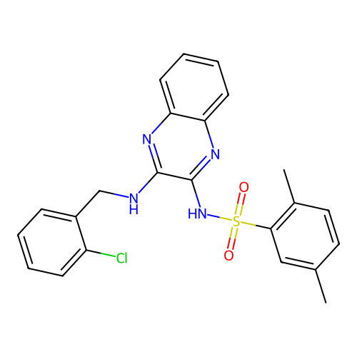 N-(3-((2-chlorobenzyl)amino)quinoxalin-2-yl)-2,5-dimethylbenzenesulfonamide structure
