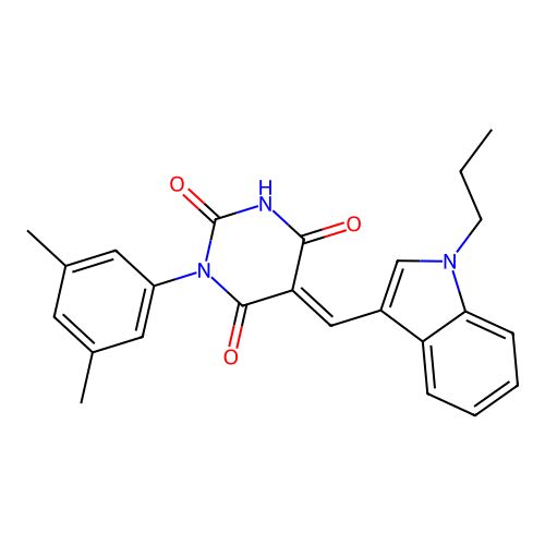 (5E)-1-(3,5-dimethylphenyl)-5-[(1-propylindol-3-yl)methylidene]-1,3-diazinane-2,4,6-trione structure