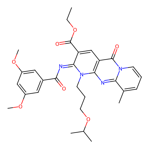 (Z)-ethyl 2-((3,5-dimethoxybenzoyl)imino)-1-(3-isopropoxypropyl)-10-methyl-5-oxo-2,5-dihydro-1H-dipyrido[1,2-a:2',3'-d]pyrimidine-3-carboxylate structure