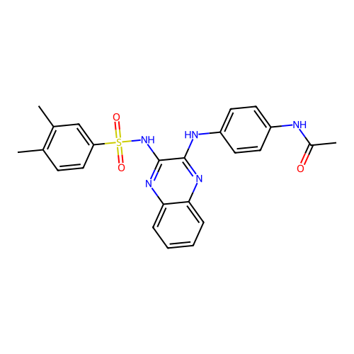N-(4-((3-(3,4-dimethylphenylsulfonamido)quinoxalin-2-yl)amino)phenyl)acetamide structure
