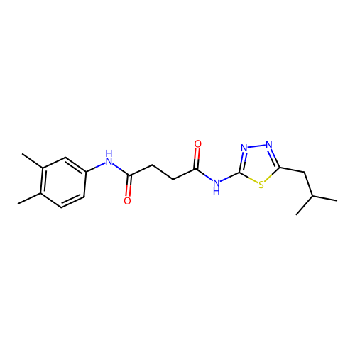 N1-(3,4-dimethylphenyl)-N4-(5-isobutyl-1,3,4-thiadiazol-2-yl)succinamide structure