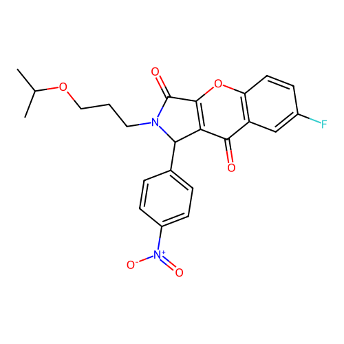 7-fluoro-1-(4-nitrophenyl)-2-(3-propan-2-yloxypropyl)-1H-chromeno[2,3-c]pyrrole-3,9-dione structure