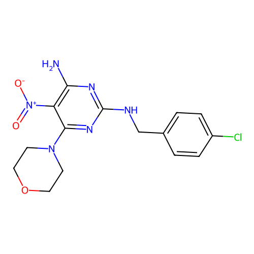 (4-Amino-6-morpholin-4-yl-5-nitropyrimidin-2-yl)[(4-chlorophenyl)methyl]amine structure
