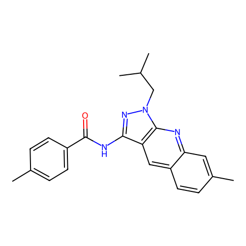 4-methyl-N-[7-methyl-1-(2-methylpropyl)pyrazolo[3,4-b]quinolin-3-yl]benzamide structure