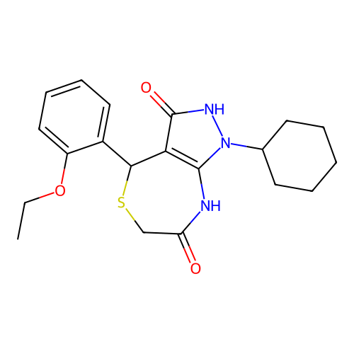 1-cyclohexyl-4-(2-ethoxyphenyl)-4,8-dihydro-2H-pyrazolo[3,4-e][1,4]thiazepine-3,7-dione structure