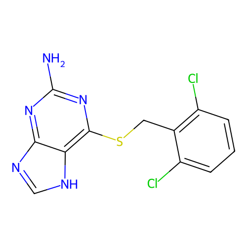 6-[(2,6-dichlorobenzyl)sulfanyl]-7H-purin-2-amine structure
