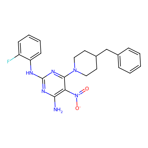 {4-Amino-5-nitro-6-[4-benzylpiperidyl]pyrimidin-2-yl}(2-fluorophenyl)amine structure