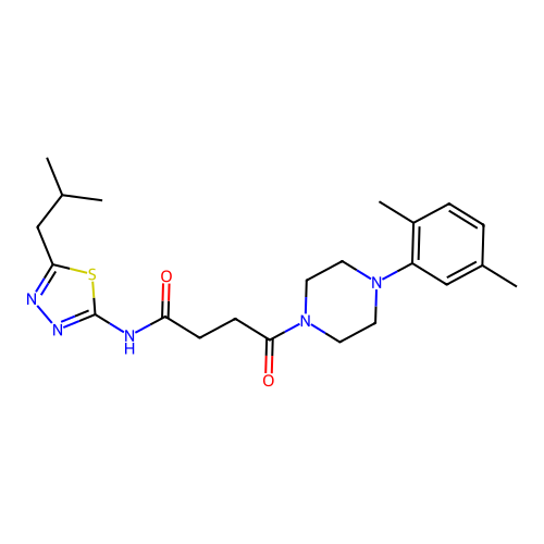 4-(4-(2,5-dimethylphenyl)piperazin-1-yl)-N-(5-isobutyl-1,3,4-thiadiazol-2-yl)-4-oxobutanamide structure