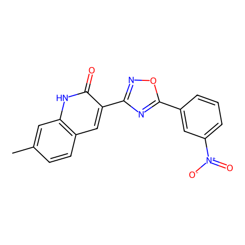 7-Methyl-3-(5-(3-nitrophenyl)-1,2,4-oxadiazol-3-yl)quinolin-2-ol structure