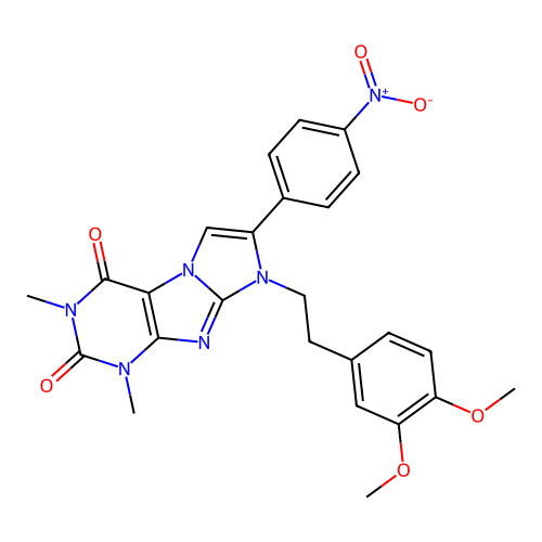 6-[2-(3,4-dimethoxyphenyl)ethyl]-2,4-dimethyl-7-(4-nitrophenyl)purino[7,8-a]imidazole-1,3-dione structure