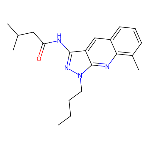 N-(1-butyl-8-methyl-1H-pyrazolo[3,4-b]quinolin-3-yl)-3-methylbutanamide structure