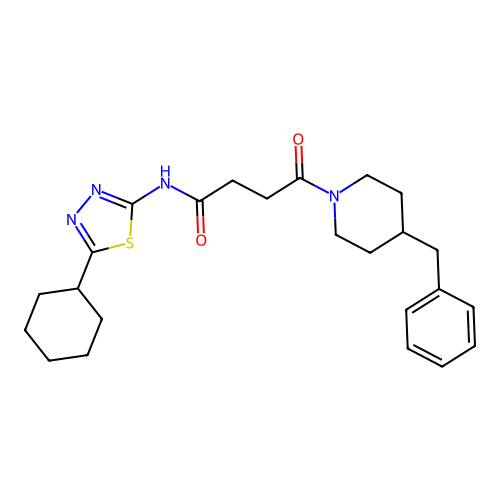 4-(4-benzylpiperidin-1-yl)-N-(5-cyclohexyl-1,3,4-thiadiazol-2-yl)-4-oxobutanamide structure