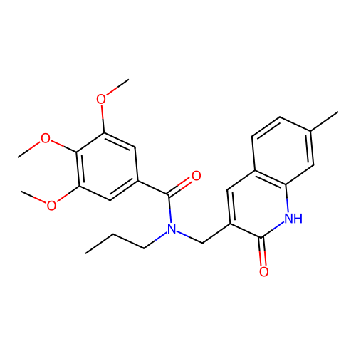 3,4,5-trimethoxy-N-[(7-methyl-2-oxo-1,2-dihydroquinolin-3-yl)methyl]-N-propylbenzamide structure
