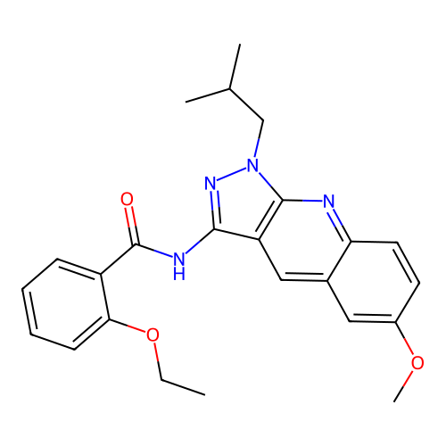 2-ethoxy-N-(1-isobutyl-6-methoxy-1H-pyrazolo[3,4-b]quinolin-3-yl)benzamide structure