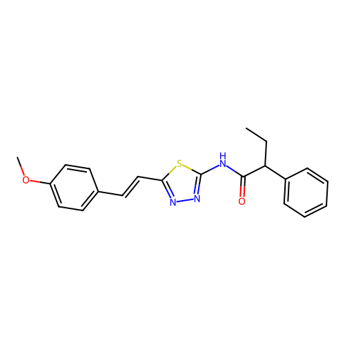 (E)-N-(5-(4-methoxystyryl)-1,3,4-thiadiazol-2-yl)-2-phenylbutanamide structure