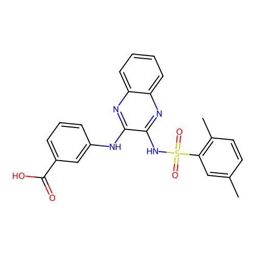 3-[[3-[(2,5-dimethylphenyl)sulfonylamino]quinoxalin-2-yl]amino]benzoic Acid structure