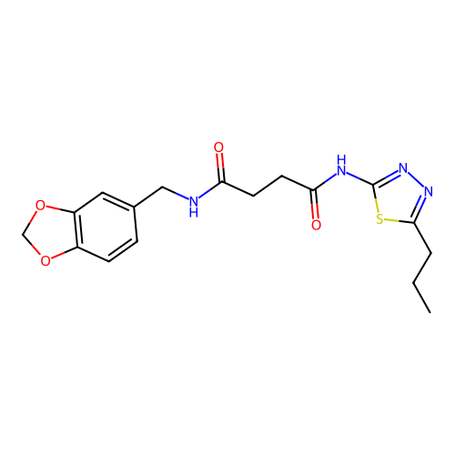 N-(1,3-benzodioxol-5-ylmethyl)-N'-(5-propyl-1,3,4-thiadiazol-2-yl)butanediamide structure